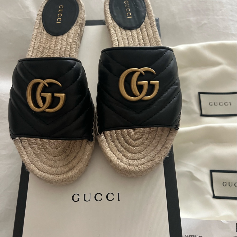 Gucci marmont espadrille slides